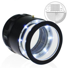 Loupe Grossissante X10, Champ de Vision de 25 mm, avec 8 LED.