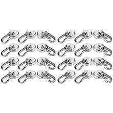 24 Pack Strong Magnetic Hooks, 60LBS Heavy Duty Magnet Hooks Strong Neodymium Magnets with Carabiner Hook
