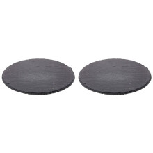 2X Planche à Fromage Ronde en Ardoise, Plateau en Pierre Naturelle pour Servir Du Fromage, de la Charcuterie, des Sushis, des Apéritifs, Etc.