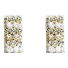 60 Pièces Boules de Noël, 60MM or et Blanc Peint Incassable Mariage Festif Ornements Suspendus Décoration D'Arbres de Noël