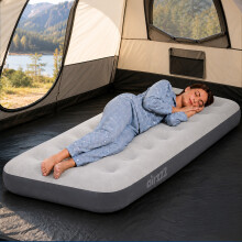 airzzZ Inflatable Flocked Air Bed Grey Single