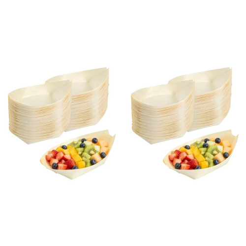1000 Platos Desechables de Madera con Forma de , de Bambú de 4 Pulgadas, para Sushi, de Hojas de Bambú.