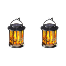 2X Solar Flameless Lantern Light Hanging Dancing Flame Lantern Light Auto /Off Decorative Fire Lanterns