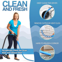 2X Dryer Vent Cleaner Universal Vacuum Hose Attachment for Lint Removal Vacuums Deep Cleaning Brush for Clogged Ducts
