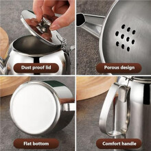 2X Stainless Steel Teapot 20 Oz Spill-Proof Metal Teapot with Short Straight Spout Cold Water Jug Coffee Kettle