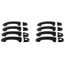 16 Pièces ABS Chrome Poignée de Porte Couvre Garniture pour TRANSPORTEUR T5 T6 CADDY VAN 2003-2015 Noir Brillant