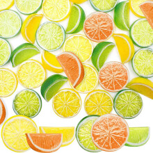 60 Peças 2 Pol. Fatias de Limão Artificiais, Simulação Decorativa de Frutas Falsas para Enfeites de Casamento, Acessórios de Fotografia