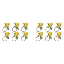 Ronds de Serviette Citron Ensemble de 12 Porte-Serviettes Feuille de Vigne Citron pour Décor de Table à Manger Banquet Mariage Anniversaire Noël A