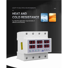 2X TOMZN Din Rail 3 Phase Voltage Relay 3P+N Voltmeter Ammeter Over and Under Voltage Monitor Relays Protector 63A 230V with N