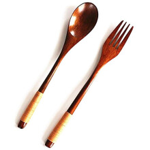 48 Pièces Séries en Bois 9 Pouces Japonaise Cuillère Fourchette Ensemble Cuisine Vaisselle en Bois Naturel Couverts en Bois Dîner Les Couverts