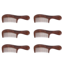 6X Peigne En Bois de Santal Unisexe Femmes Hommes Maison Bois Anti-Statique Peigne à Dents Fines Poignées En Bois Peigne à Cheveux