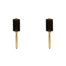 2X Salon de Coiffure Manche en Bois Poils de Sanglier Brosse Ronde Queue Amovible Coiffure Professionnelle Brosse À Cheveux Cheveux Peigne Rond 4