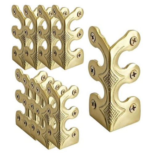 10PC Skiffers Baseboard Corner Protectors,Solid Brass Skirting Board Protectors,Baseboard Corner Protectors Gold 1