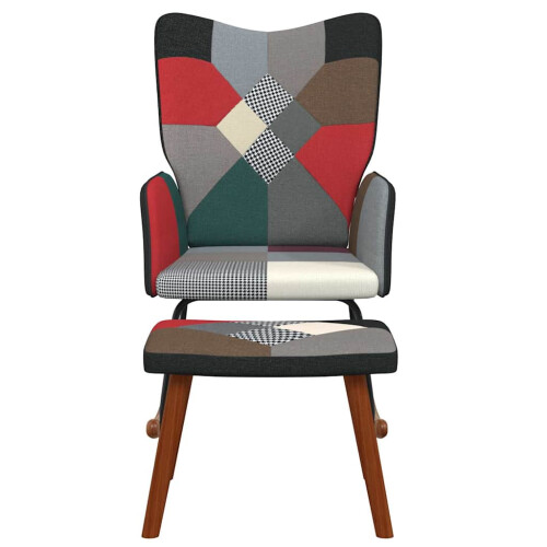 VidaXL vidaXL Schaukelstuhl mit Hocker Patchwork Stoff 2