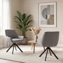 (Dove Grey, Set of 2) Swivel Dining Chairs with Armrest - GOEURVANT