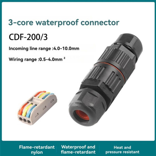3-Pack Junction Box with 3 Pin Electrical Cable Connectors, IP68 Waterproof, 4-10mm Adjustable Wire Box 2