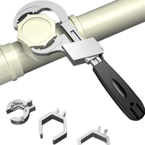 Adjustable Double-Ended Bath Wrench Set for 80mm Water Pipes, Multifunctional Alloy Tool 1