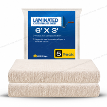 5 x Laminated Cotton Dust Sheets for Decorating & Painting Size 6 feet x 3 feet | Paint Cover Sheet Backed with Plastic Polythene Sheeting Waterproof