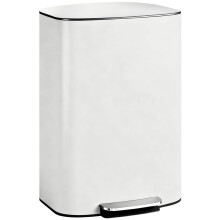 50L Kitchen Bin, Soft-Close Lid & Stay-Open, Stainless Steel Pedal Bin w/ Removable Inner Bucket & Carry Handle for Kitchen Office Home, Cream