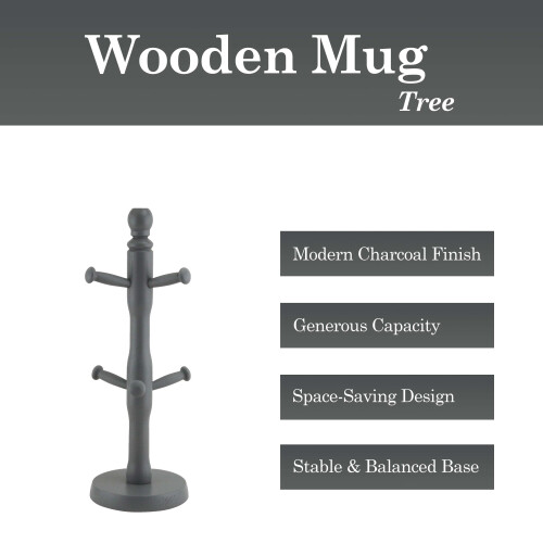 Apollo Charcoal Mug Tree Cup Holder Kitchen Organiser 1