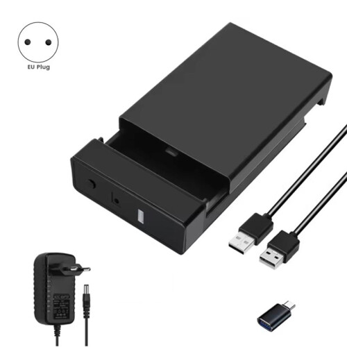 Caixa Externa para Disco Rígido HDD para SSD de 2.5 e 3.5 Polegadas, Adaptador de Caixa de Disco Rígido USB 3.0, Plugue EU 1