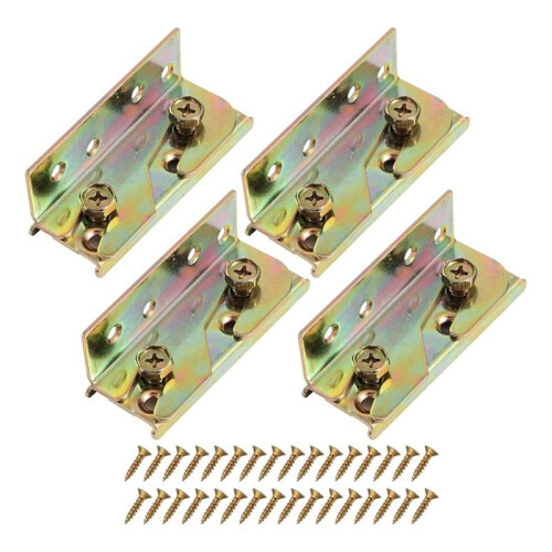 4 Pcs Bed Rail Brackets with 32 Pcs Srews, High Quality Bed Frame Brackets, Rust Proof Bed Frame Hardware for Headboards