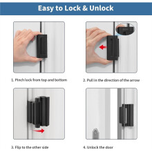Home Security Door Reinforcement Lock Safety Latches Extra Front Doors Security Devices,Child Proof Aluminum Lock Black