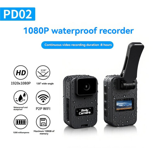 Câmera de Ação PD02 À Prova D'Água com Tela de 0,98 Polegadas, Resolução 1920x1080P, Wi-Fi P2P,  Câmera Vestível para Uso Externo 1