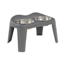Dog Classic Folding Elevated Double Bowl Medium and Large Dog Bowl Golden Retriever Large Dog Feeding Bowl Grey