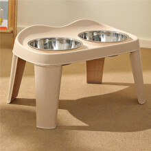 Dog Classic Folding Elevated Double Bowl Medium and Large Dog Bowl Golden Retriever Large Dog Feeding Bowl Beige