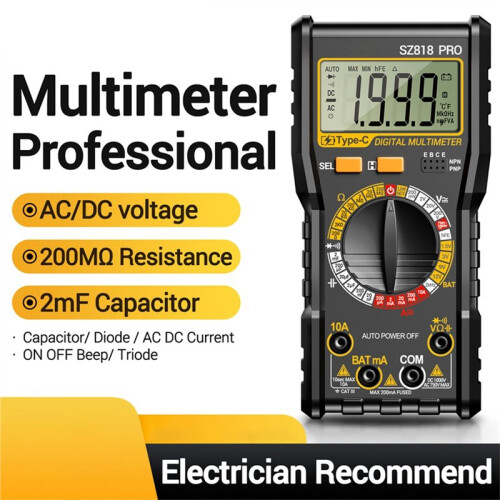 ANENG SZ818Pro Digital Multimeters Professional AC/ Voltage NCV Ammeter Voltmeter HFE Triode Capacitors Test Tools 1