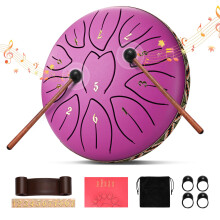 6" Steel Tongue Drum, 11 Note C Key Handpan Style Percussion Instrument with Carry Bag, Mallets & Finger Sleeves for Meditation Yoga Music Education