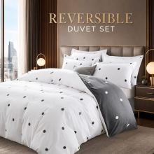 (Doted, SUPER KING) Reversible Duvet Cover Bedding Set & Pillowcases Printed Floral Duvets Covers Single Double King