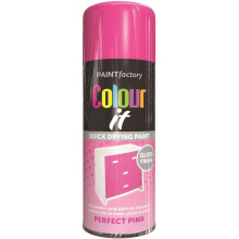 RAPIDE PF COLOUR IT Spray Paint Gloss Quick Drying Plastic Perfect Pink 250ml