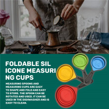 Foldable Silicone Measuring Cups and Measuring Spoons Set, Measuring Spoons for Cooking Baking Dosing Dosing Aid