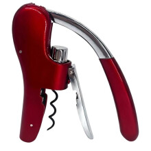 Wine Bottle Opener - Quick Easy Press Corkscrew for Home and Outdoor Use Red