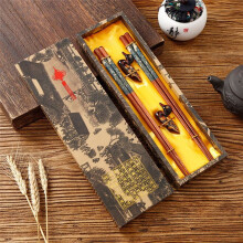 2 Pairs Chopstick Reusable Chinese Chopsticks with Holder, Chinese Traditional Stylish Gift,B