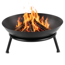 KCT Round Garden Fire Pit Bowl Outdoor Firepit Log Wood Burner Steel Patio Portable 47cm 18.5" Brazier Camping Burning Small Fireplace Heater