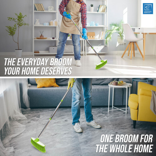 Soft Indoor Broom Green Stainless Steel Handle 1