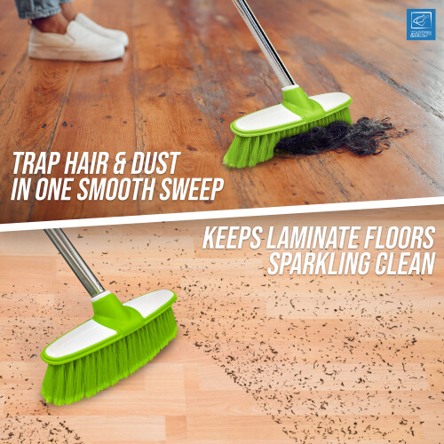 Soft Indoor Broom Green Stainless Steel Handle 2