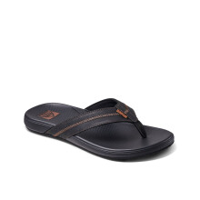 (9 UK, Black/Coffee) Reef Mens Cushion Phantom 2.0 Leather Summer Sandals Thongs Flip Flops