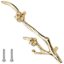 Branch Shape Drawer Pulls Brass European Kitchen Cabinet Handles Retro Gold Flower Door Handle Decorate Furniture Right