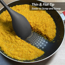 Silicone Cooking Spoon,Non-Stick Slotted and Solid Spoon Set with Deep Bolw and Measurement Mark for Mixing, Serving