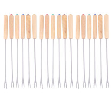 Stainless Steel Color Coding Chocolate Fountain Cheese Fondue Forks with Oak Wood Handle Heat Resistant, Skewers Marshmallow Roasting Sticks, 9.5Inch