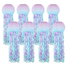 8 Pcs Mermaid Party Decorations, Jellyfish Paper Lanterns Mermaid Scales Hanging Lantern for Party