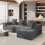 Corduroy Right L-Shaped Modular Sofa Grey 2