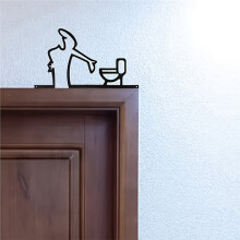Toilet Sign - Home Decor, 2D Flat Metal Black Frame, Easy Install Wall Art