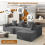 Corduroy Right L-Shaped Modular Sofa Grey 7