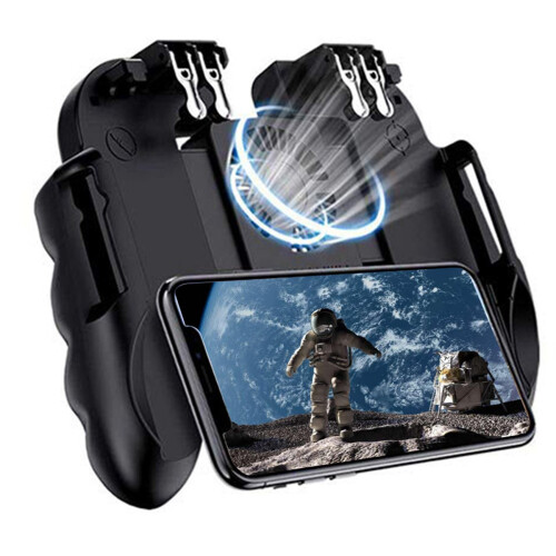 2X Mobile Gaming Controller with Cooling Fan for PUBG Trigger Joystick Gamepad for Smartphone 2