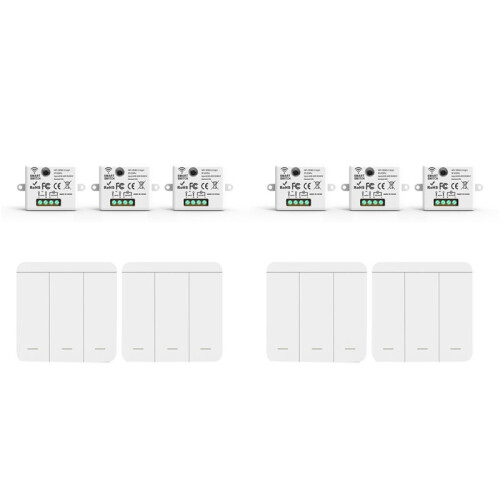 6PCS Wireless Light Wall  RF 433Mhz Relay Receiver with 2x 3Gang Panel  LED Remote Control for LED Lamp